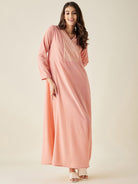 The Kaftan Company Nightdress Peach Velvet Nightdress with Lace