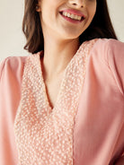 The Kaftan Company Nightdress Peach Velvet Nightdress with Lace