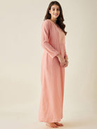 The Kaftan Company Nightdress Peach Velvet Nightdress with Lace