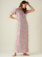 The Kaftan Company Nightdress Pink flowers nightdress