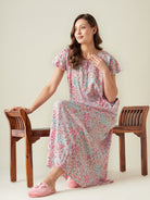 The Kaftan Company Nightdress Pink flowers nightdress