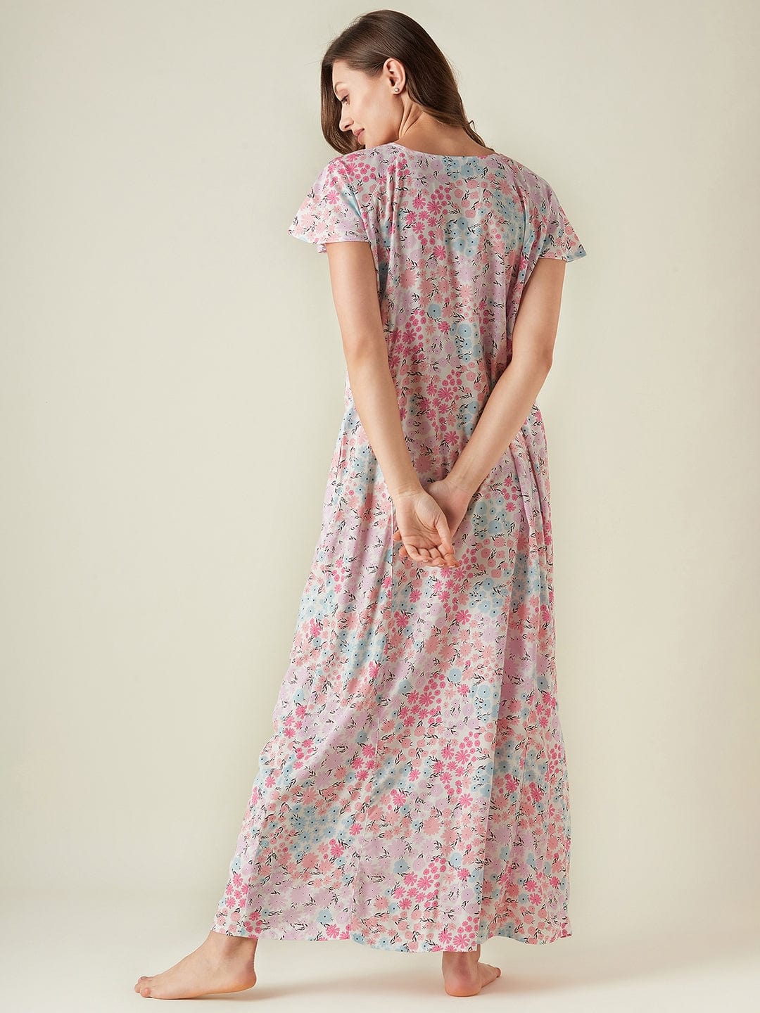 The Kaftan Company Nightdress Pink flowers nightdress