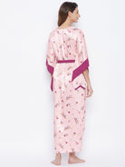 The Kaftan Company Nightdress Pink Posy Satin Katan