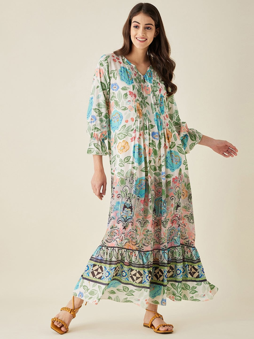 The Kaftan Company Nightdress White Floral Modal Lounge Dress