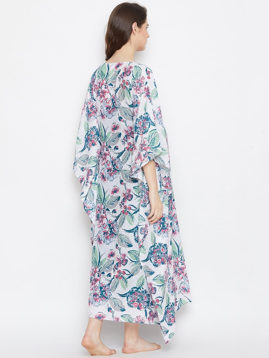 The Kaftan Company Nightdress WHITE PRINTED MATERNITY KAFTAN NIGHTY SET