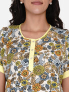 The Kaftan Company Nightdress Yellow Floral Printed Nighty