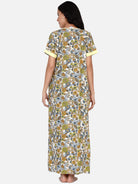 The Kaftan Company Nightdress Yellow Floral Printed Nighty