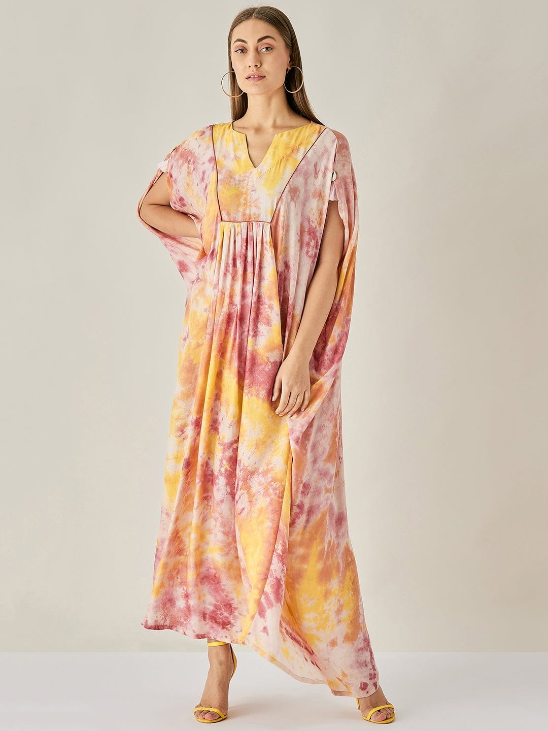 The Kaftan Company OneSize Pink Marble Tie Dye Draped Kaftan