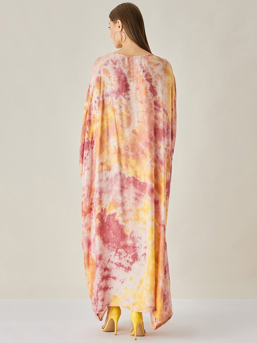 The Kaftan Company OneSize Pink Marble Tie Dye Draped Kaftan