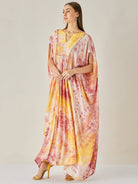 The Kaftan Company OneSize Pink Marble Tie Dye Draped Kaftan