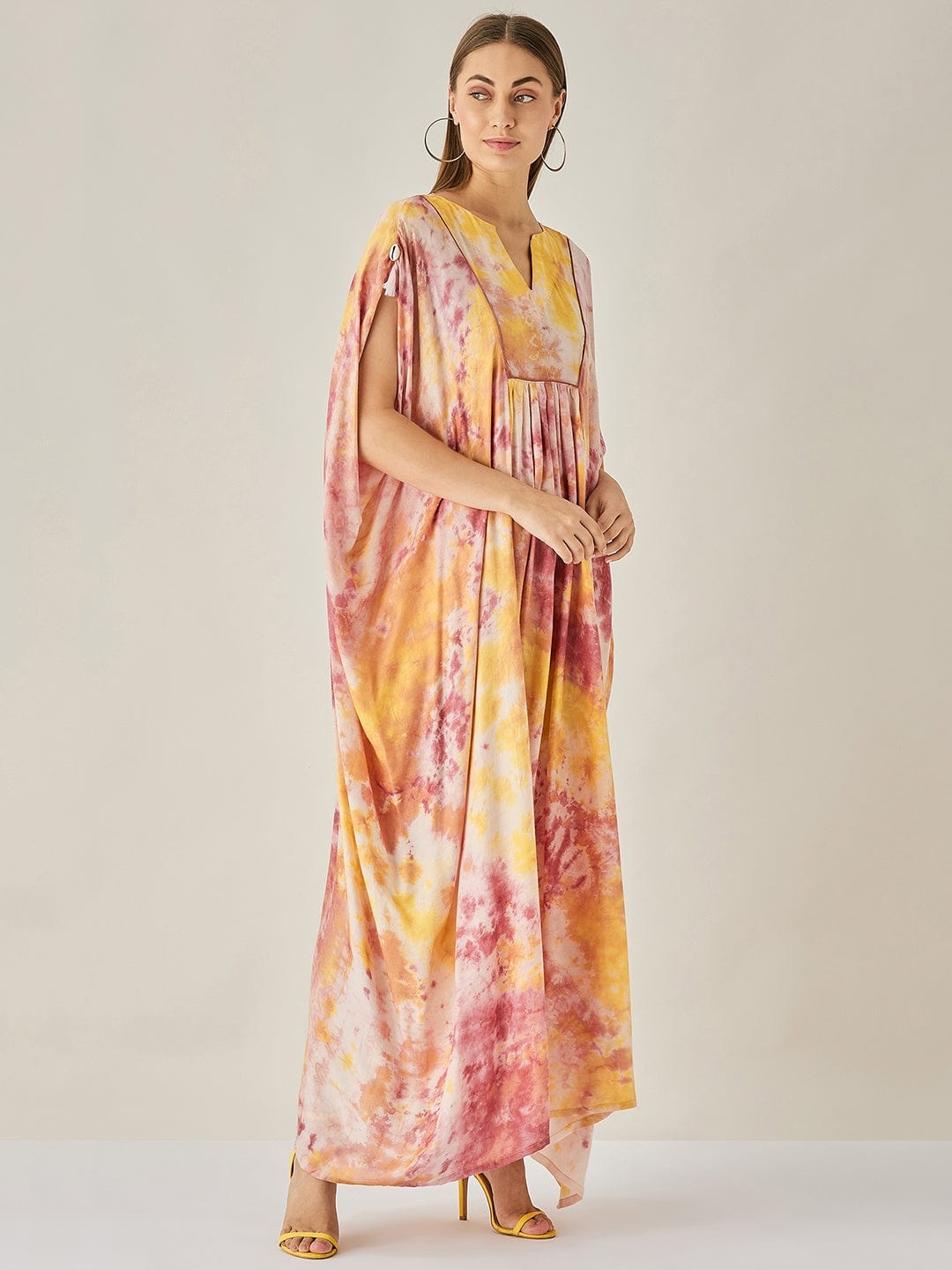 The Kaftan Company OneSize Pink Marble Tie Dye Draped Kaftan