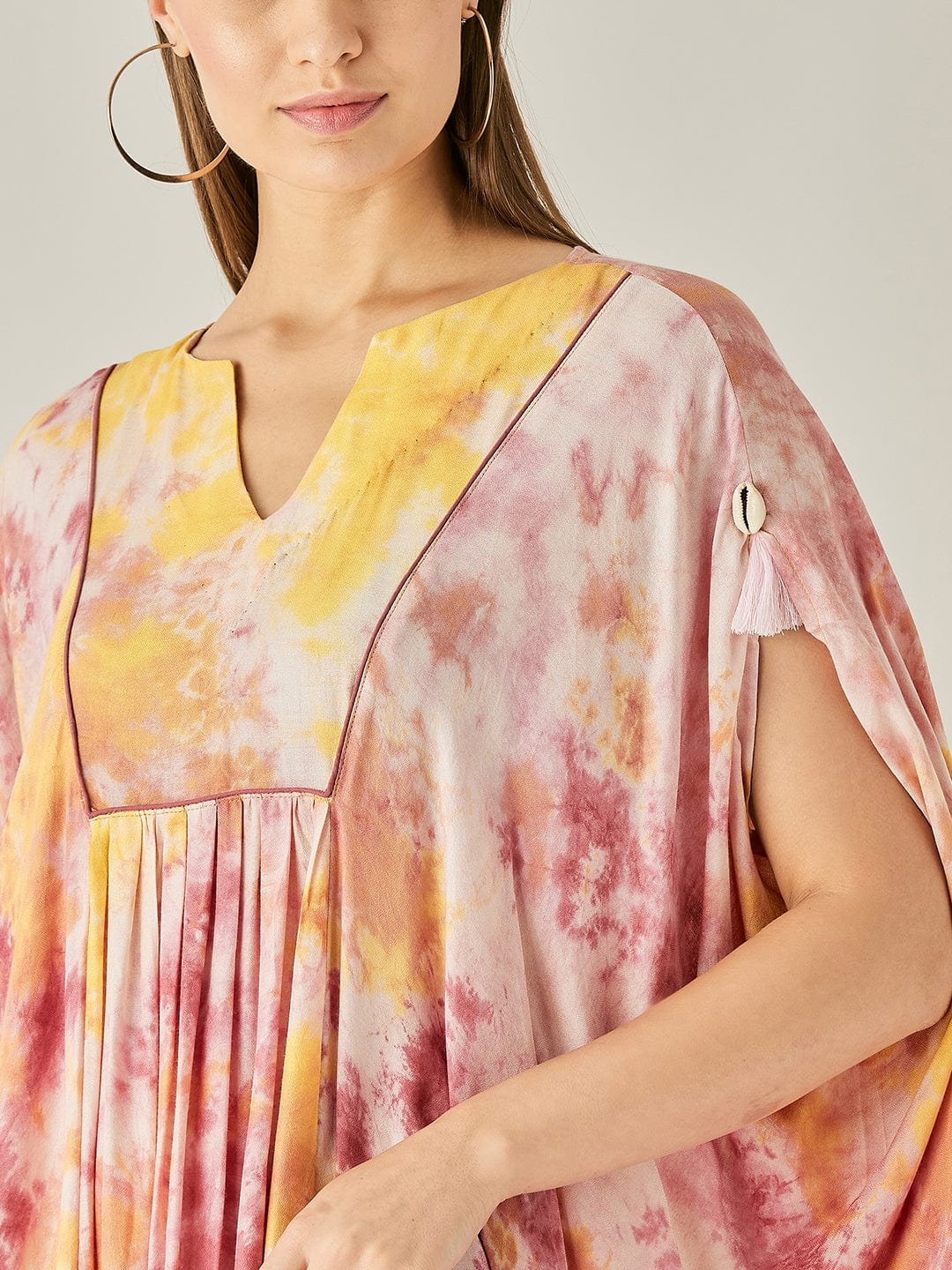 The Kaftan Company OneSize Pink Marble Tie Dye Draped Kaftan