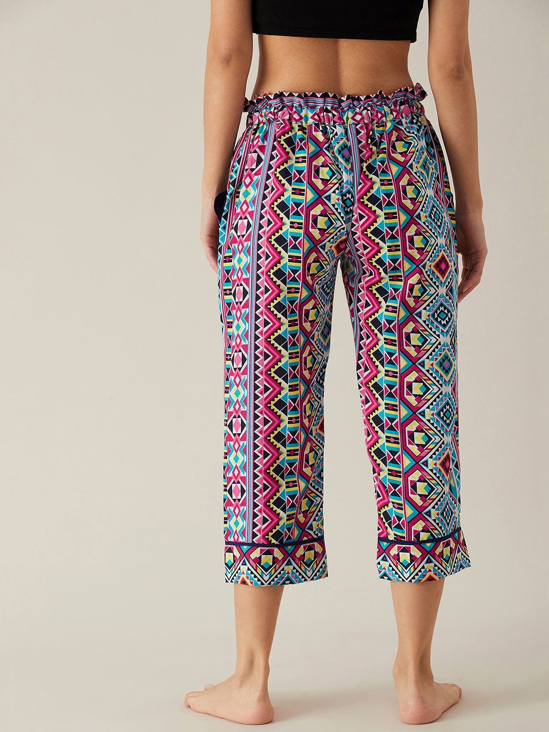 The Kaftan Company Pants Geometric Patterned Crepe Loungepants