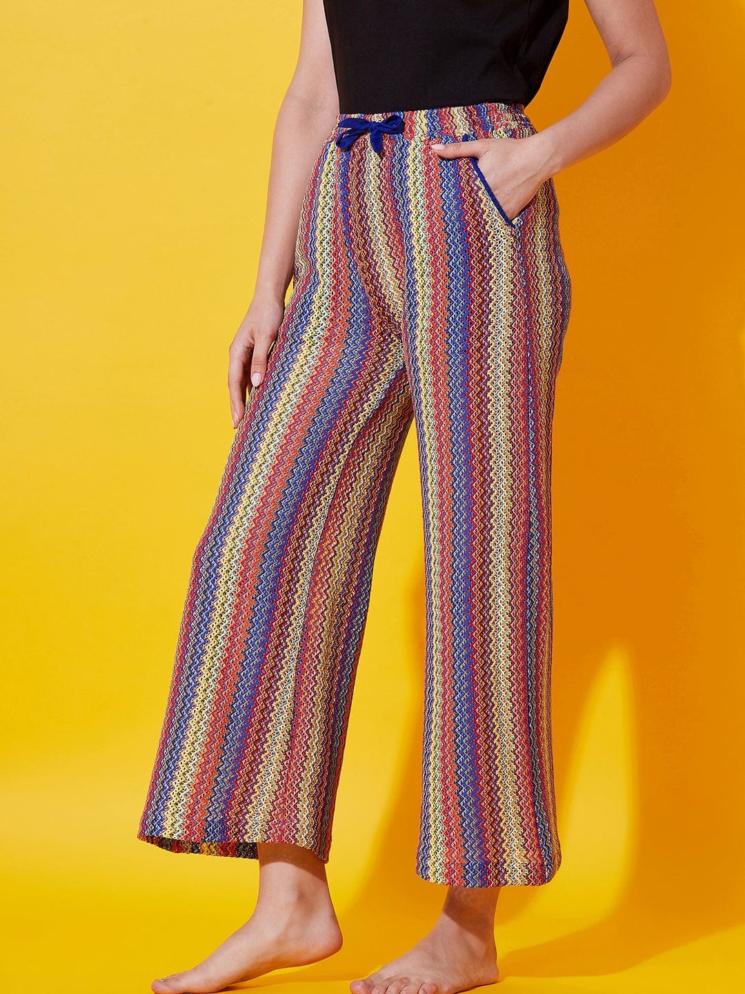 The Kaftan Company Pants Multi Color Knitted Lounge Pants (Final Sale)