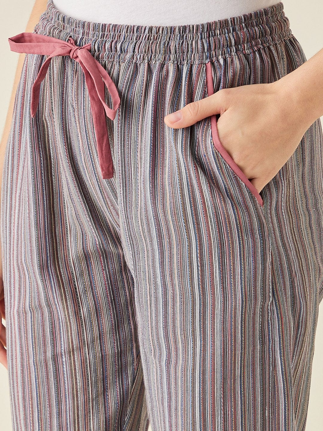 The Kaftan Company Pants Multi Pinstripe Cotton Pyjama