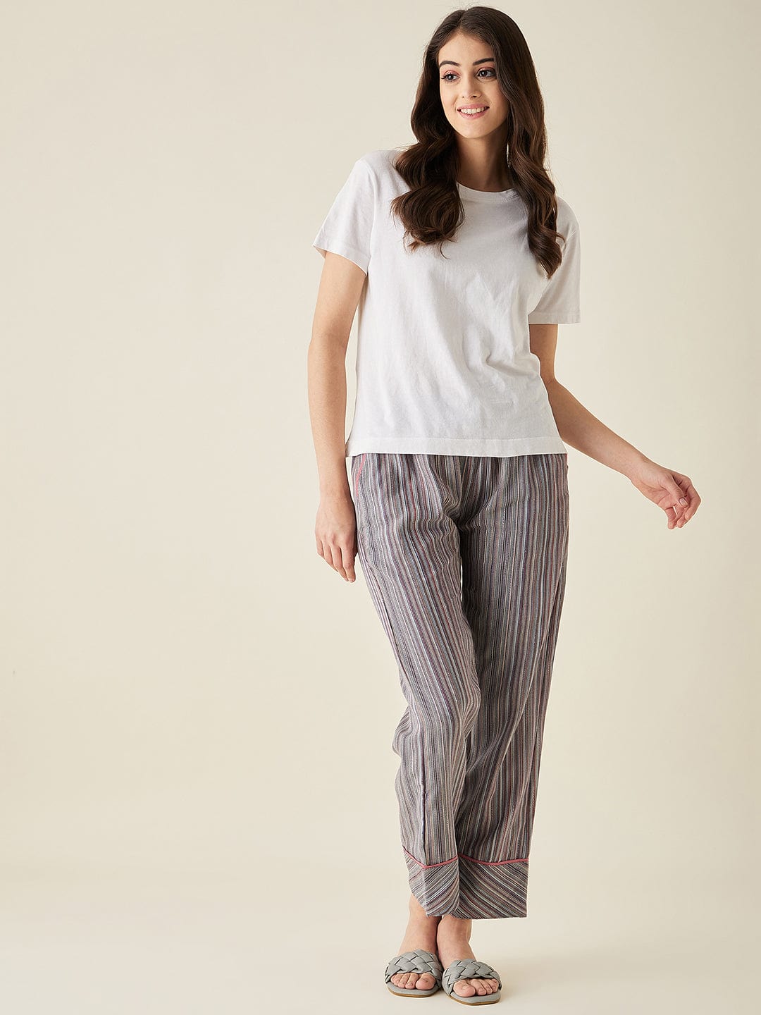 The Kaftan Company Pants Multi Pinstripe Cotton Pyjama