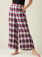 The Kaftan Company Pants Purple checks flared lounge pants (Final Sale)