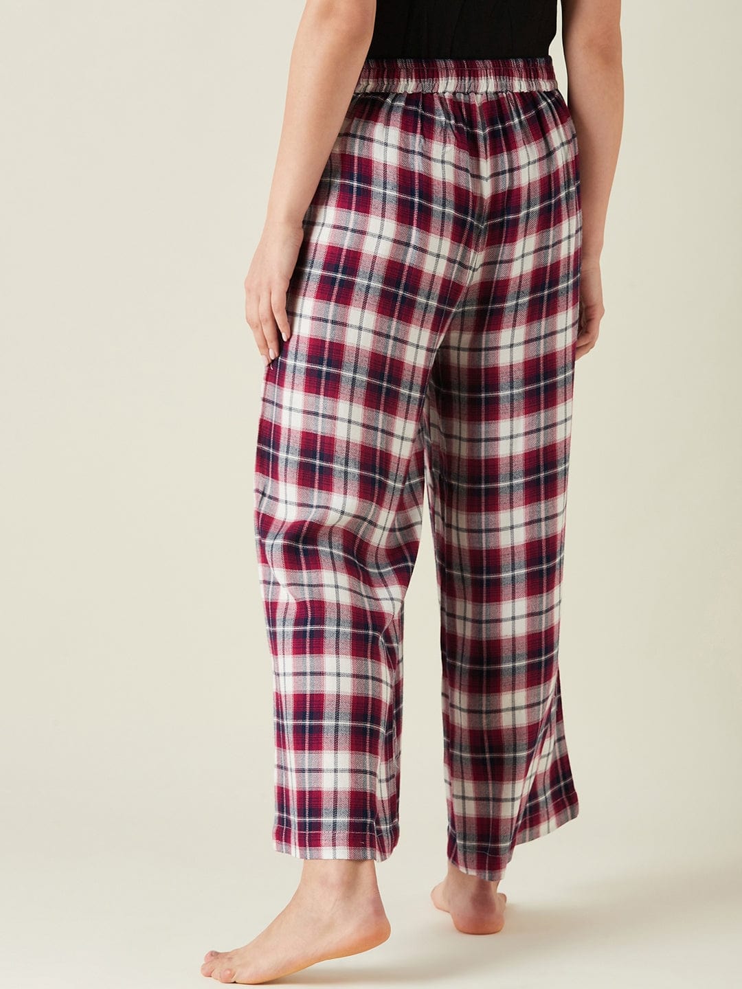 The Kaftan Company Pants Purple checks flared lounge pants (Final Sale)