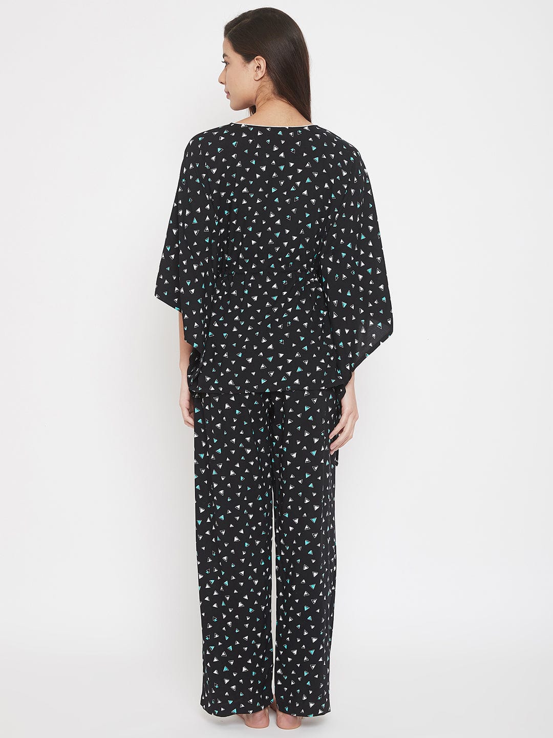 The Kaftan Company Pyjama Set Geometric Print Black Kaftan Pyjama Set - (Clearance - Final Sale)