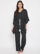 The Kaftan Company Pyjama Set Geometric Print Black Kaftan Pyjama Set - (Clearance - Final Sale)