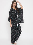 The Kaftan Company Pyjama Set Geometric Print Black Kaftan Pyjama Set - (Clearance - Final Sale)