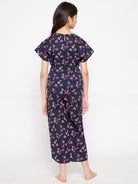 The Kaftan Company Pyjama Set Girls Navy Blue Flora Loungeset