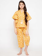 The Kaftan Company Pyjama Set Girls Yellow And Pink Hearts Up Loungeset