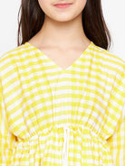 The Kaftan Company Pyjama Set Girls Yellow Gingham Cotton Loungeset