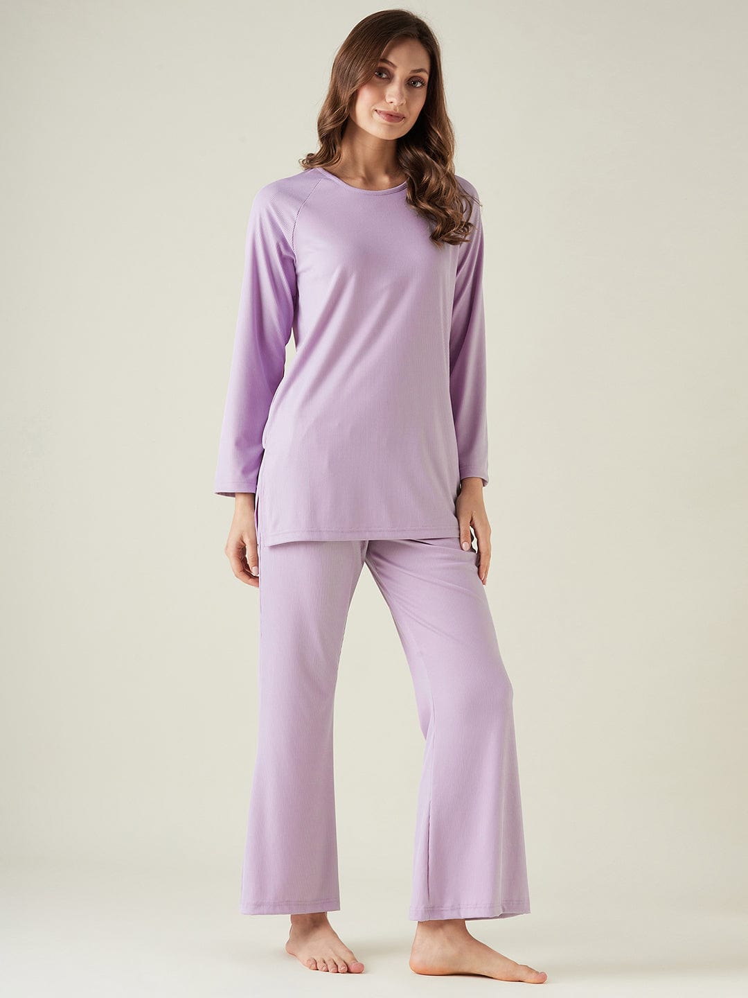 The Kaftan Company Pyjama Set Lilac lounge set with raglan sleeve (Final Sale)