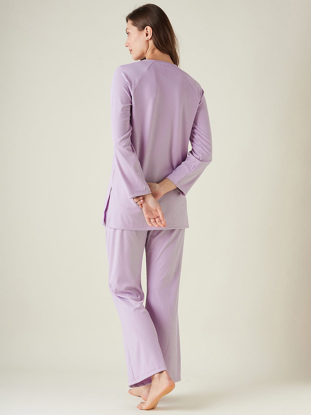 The Kaftan Company Pyjama Set Lilac lounge set with raglan sleeve (Final Sale)