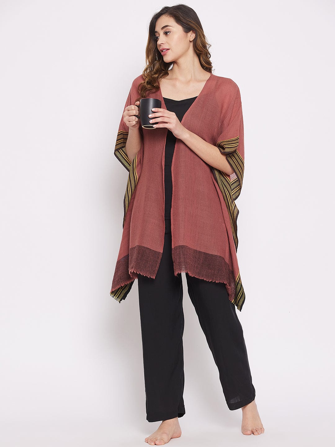 The Kaftan Company Pyjama Set Mauve Merino Wool Loungewear Set