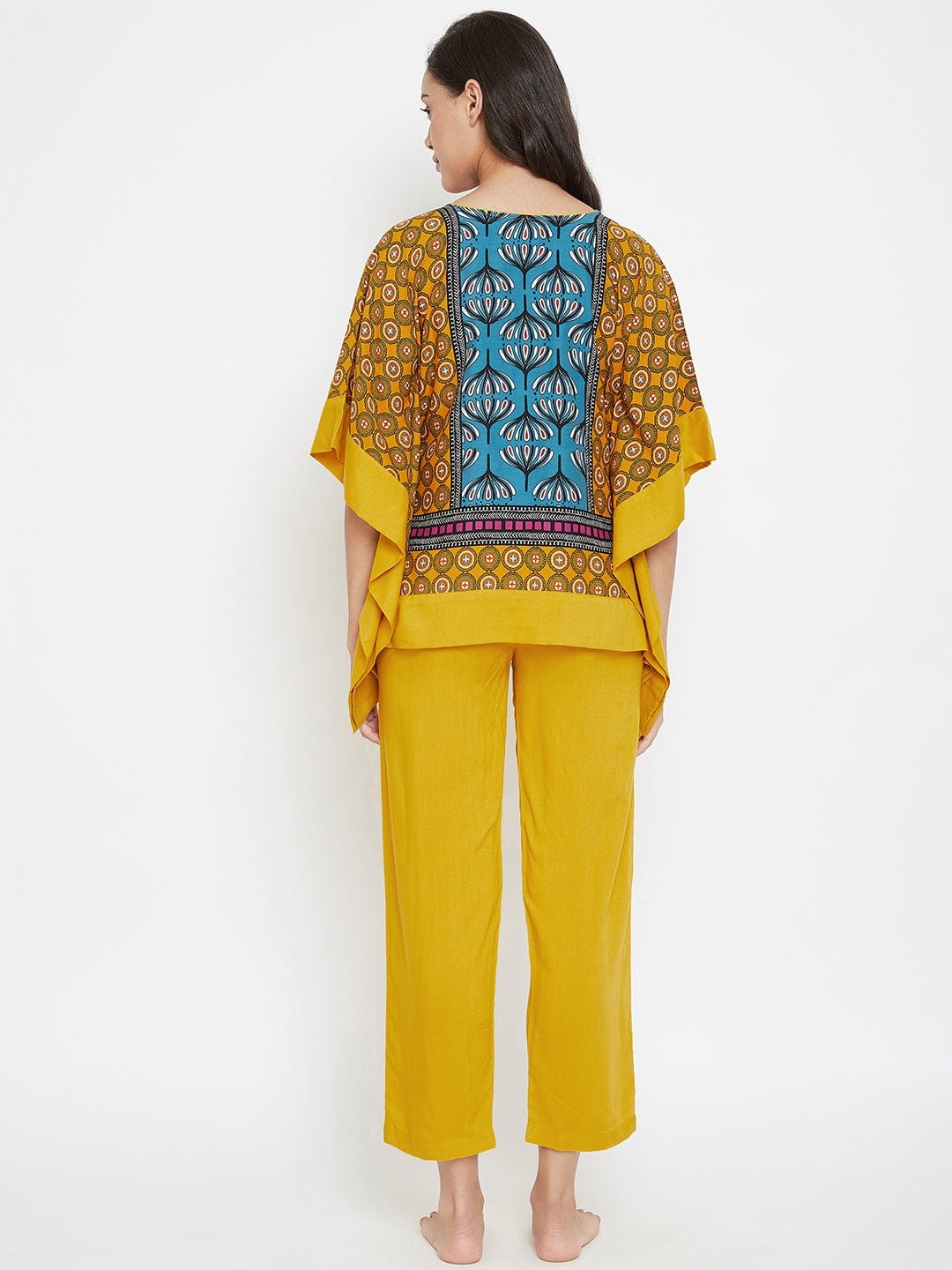 The Kaftan Company Pyjama Set Mustard Magic Kaftan Pyjama Set