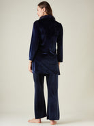 The Kaftan Company Pyjama Set Navy velvet wrap top lounge set