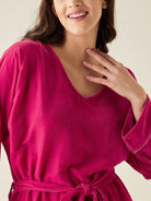 The Kaftan Company Pyjama Set Pink Velvet Lounge Set