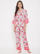 The Kaftan Company Pyjama Set Pomegranate Printed Striped Pyjama Set - (Clearance - Final Sale)