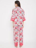 The Kaftan Company Pyjama Set Pomegranate Printed Striped Pyjama Set - (Clearance - Final Sale)