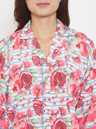 The Kaftan Company Pyjama Set Pomegranate Printed Striped Pyjama Set - (Clearance - Final Sale)