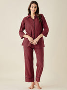 The Kaftan Company Pyjama Set Red Herringbone Cotton Pyjama Set