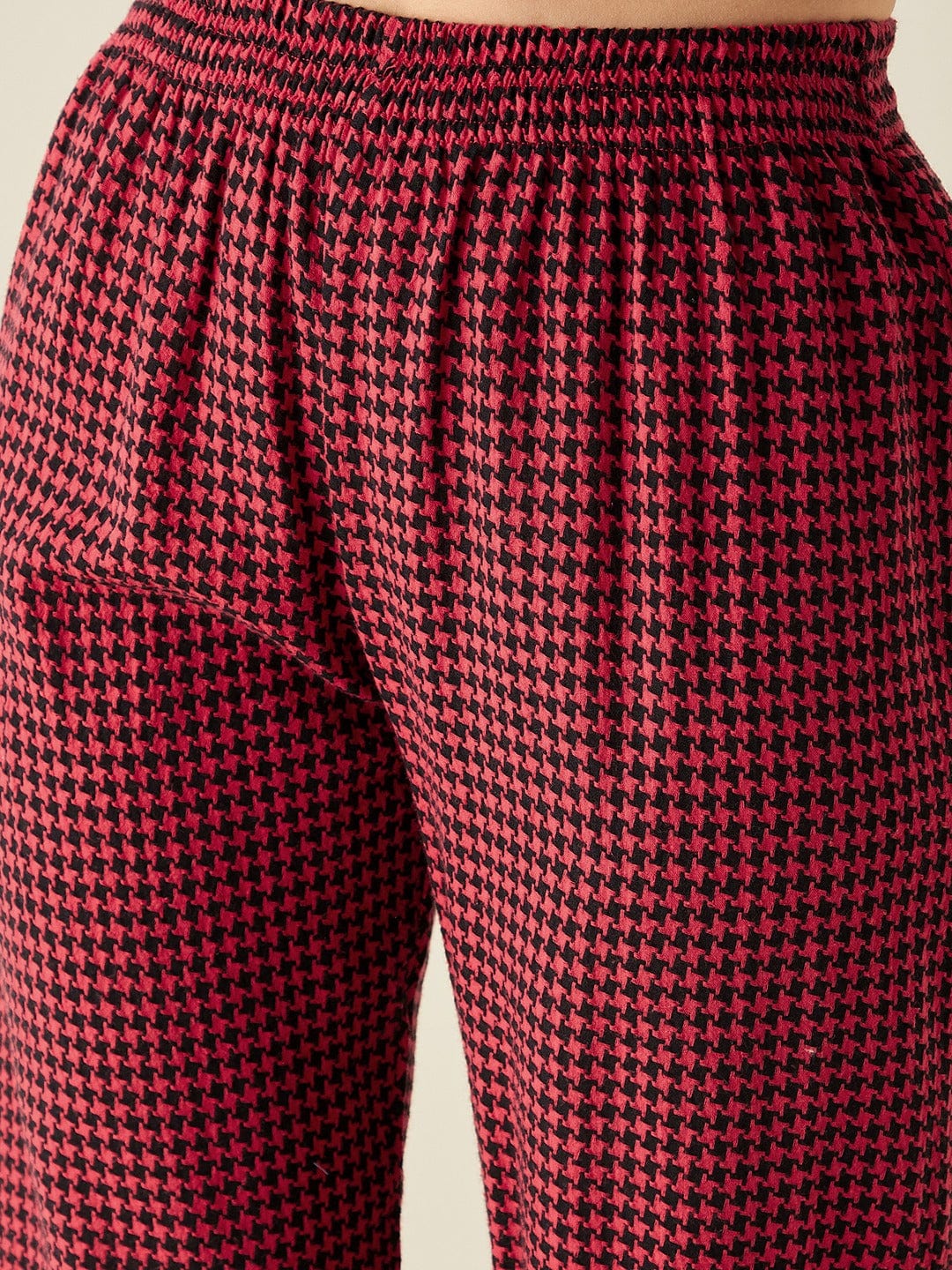 The Kaftan Company Pyjama Set Red Herringbone Cotton Pyjama Set
