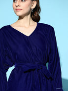 The Kaftan Company Pyjama Set Royal Blue Velvet Loungeset