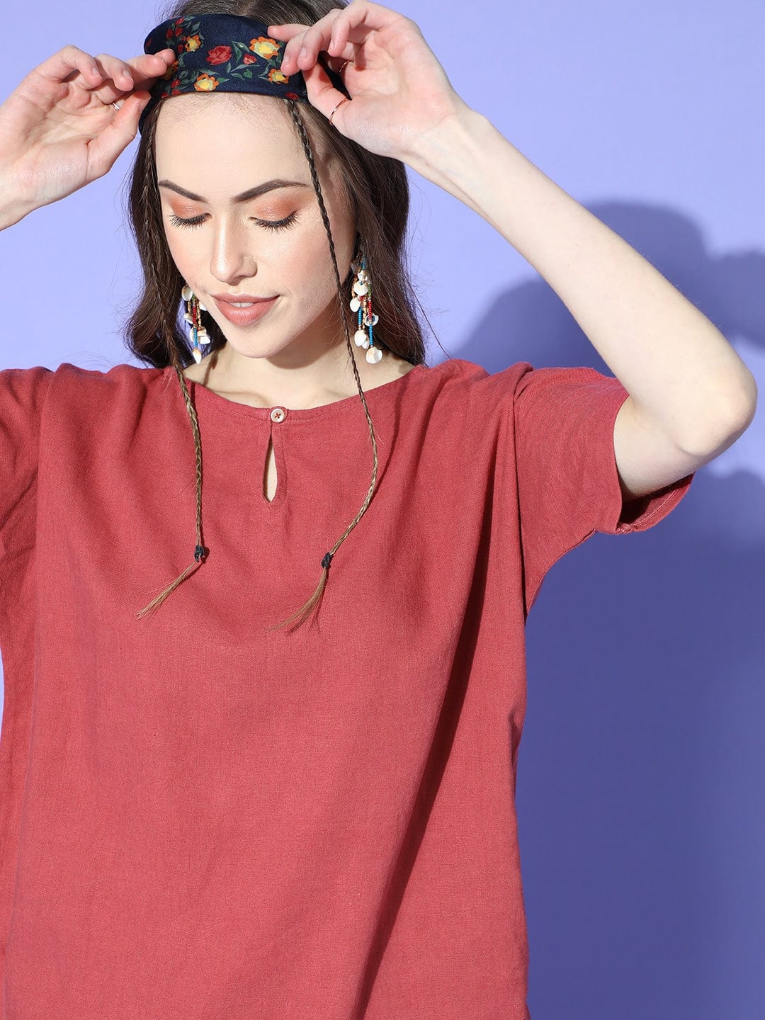 The Kaftan Company Pyjama Set Rust Red Linen Pyjama Set