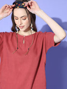The Kaftan Company Pyjama Set Rust Red Linen Pyjama Set