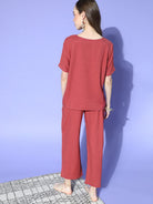 The Kaftan Company Pyjama Set Rust Red Linen Pyjama Set