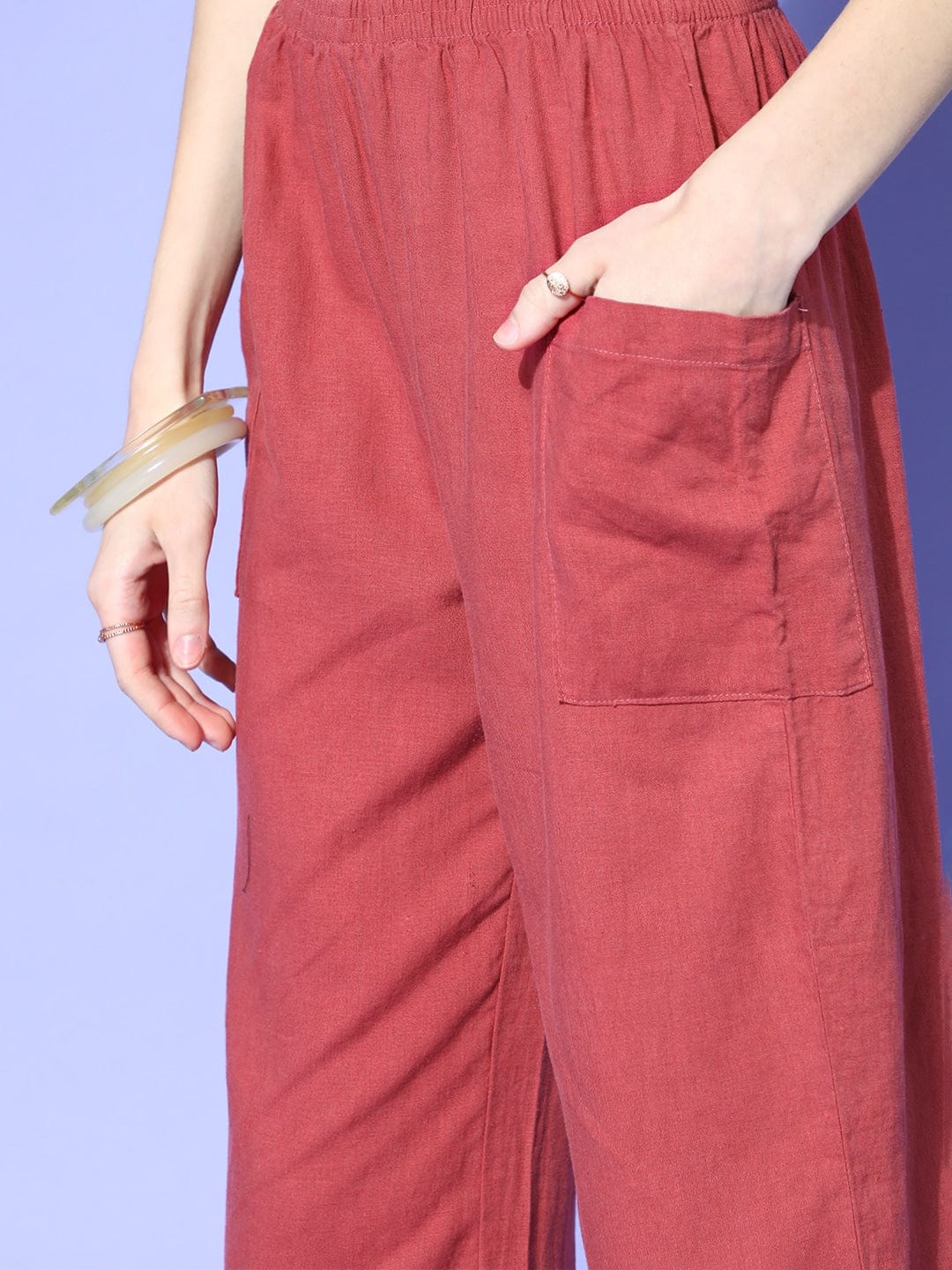 The Kaftan Company Pyjama Set Rust Red Linen Pyjama Set