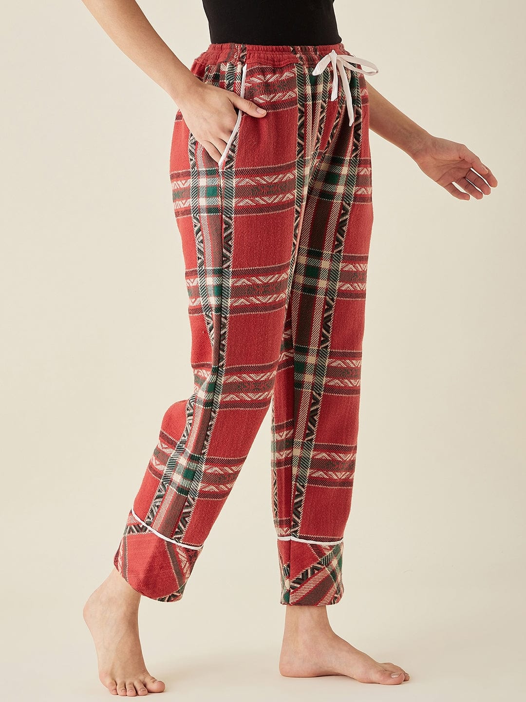 The Kaftan Company Pyjamas Winter Holiday Red Thick Cotton Pyjama