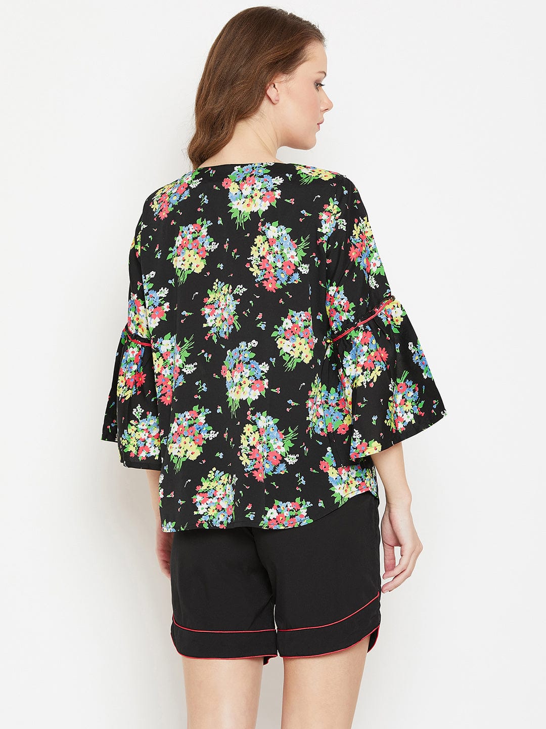 The Kaftan Company Shorts Set Floral Printed Black Shorts Set - (Clearance - Final Sale)