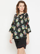 The Kaftan Company Shorts Set Floral Printed Black Shorts Set - (Clearance - Final Sale)