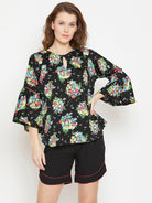 The Kaftan Company Shorts Set Floral Printed Black Shorts Set - (Clearance - Final Sale)