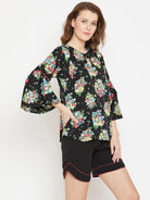 The Kaftan Company Shorts Set Floral Printed Black Shorts Set - (Clearance - Final Sale)