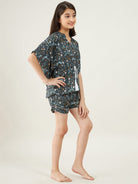 The Kaftan Company Shorts Set Girls Green Forest Print Kaftan Loungeset